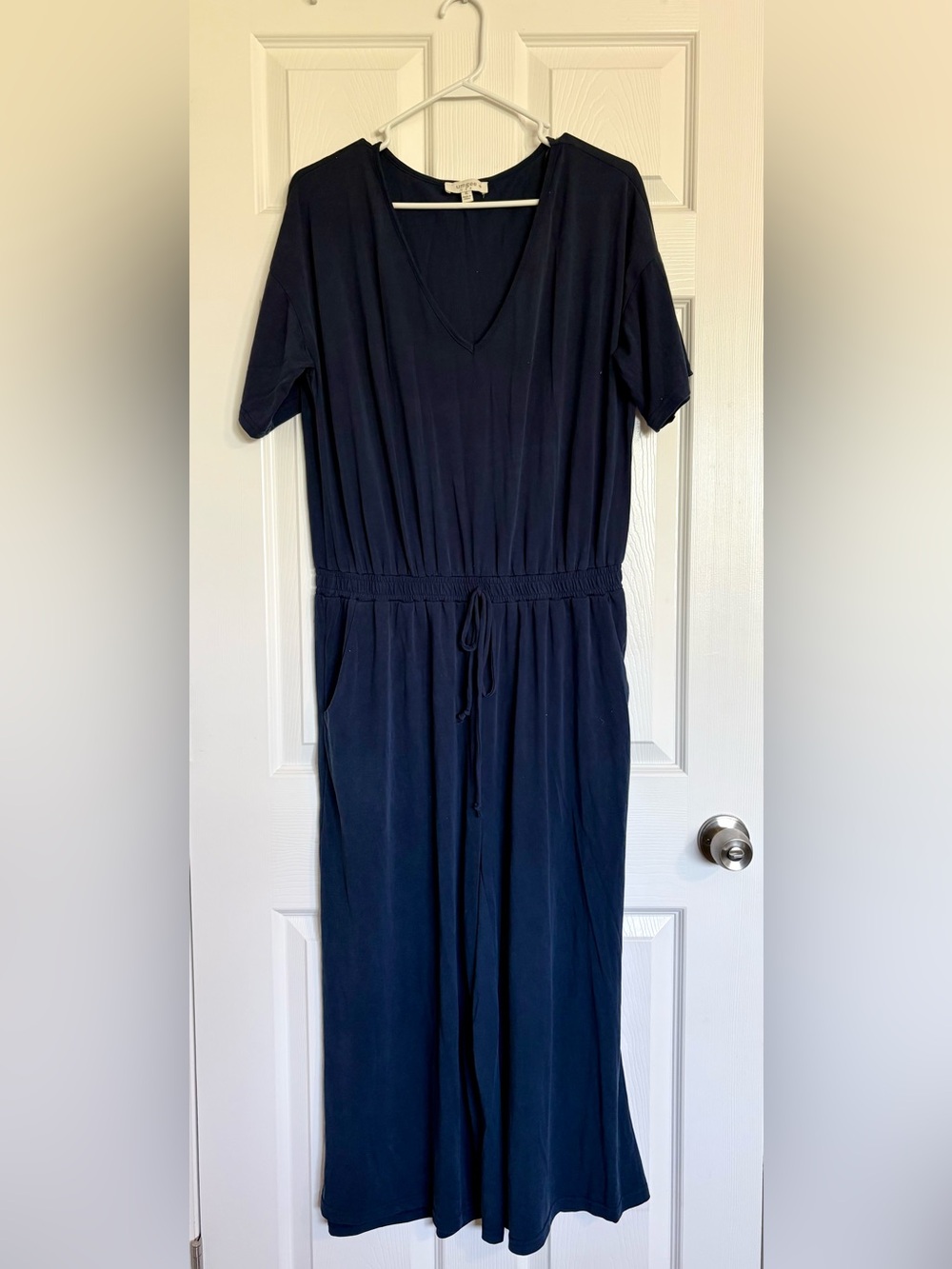 Navy Short Sleeve V-Neck Jumpsuit